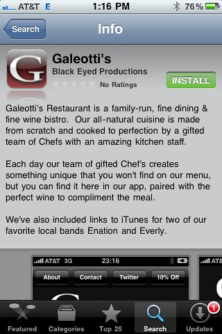 Galeottis Restaurant iPhone App