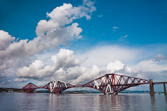 Forth Bridge and fluffy clouds