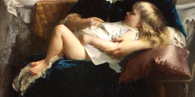 Fanny Fluery (French, 1848-1920) Bebe dort (1884) 83 X 57 in. Oil on canvas. Anthony's Fine Art, Salt Lake City, UT DETAIL