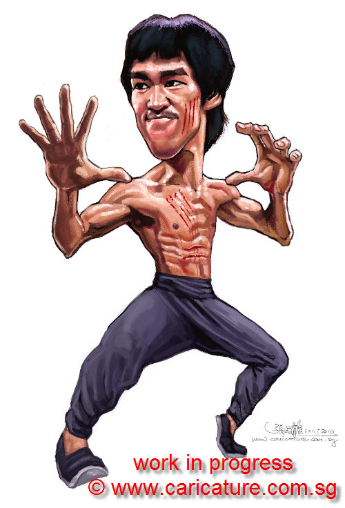 digital caricature of Bruce Lee - 5 small