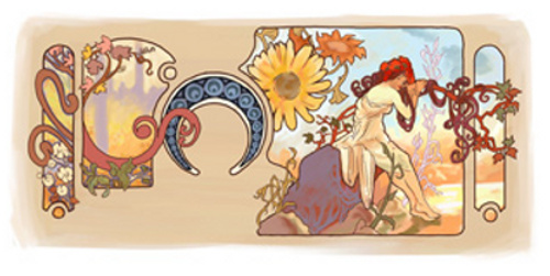 The Google logo celebrating 150th anniversary of the birth of Alphonse Mucha 