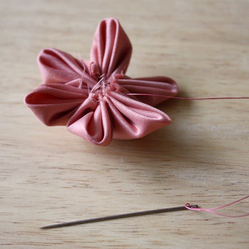 Step 15: Pull Thread to Form Flower