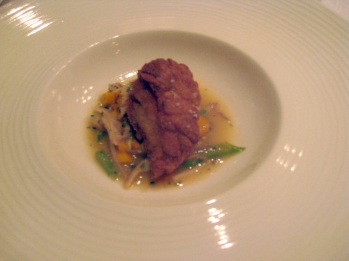Quinones at Bacchanalia, Atlanta, August 2010 - Crispy Veal Sweetbreads, Oyster Mushrooms, Pole Beans,Young Carrots