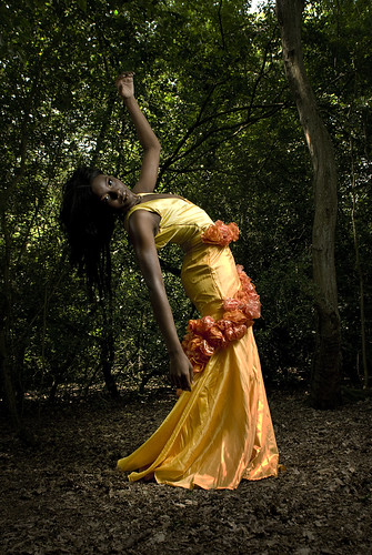 フリー写真素材|人物|女性|黒人女性|森林|ドレス|