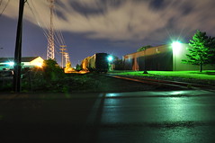 Night shot of trains