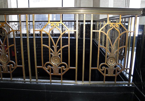 Decorative brass railing in Lone Star Gas Co. Building