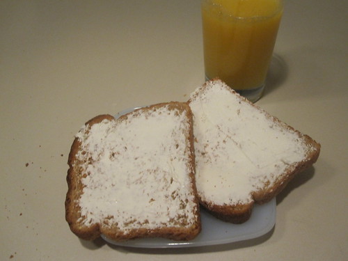 toasts with cream cheese, OJ