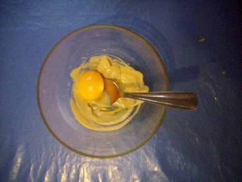 début de la mayonnaise : moutarde et oeuf