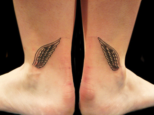 Mercury ankle wings tattoo by Miguel Angel tattoo