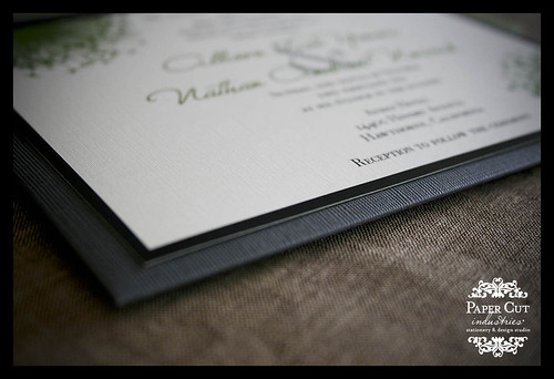 Wasabi green wedding invitations