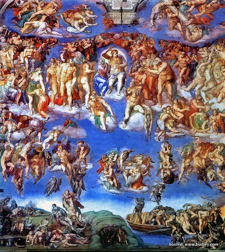 Last Judgement Painted by Michelangelo and his assistants for the Sistine Chapel in the Vatican between 1508 to 1512.