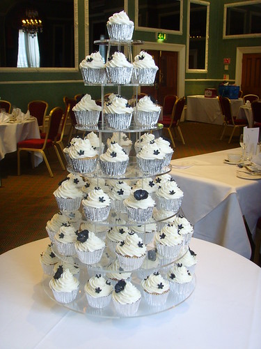 Black White and Silver Wedding Cupcake Tower black and silver weddings