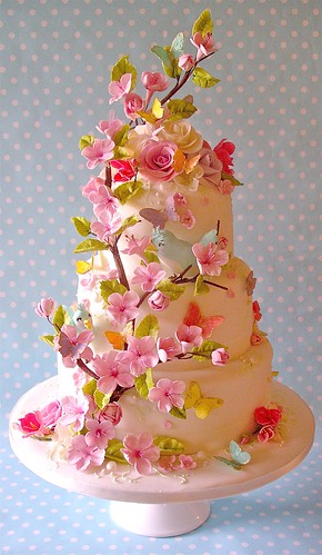 Summer blossom wedding cake