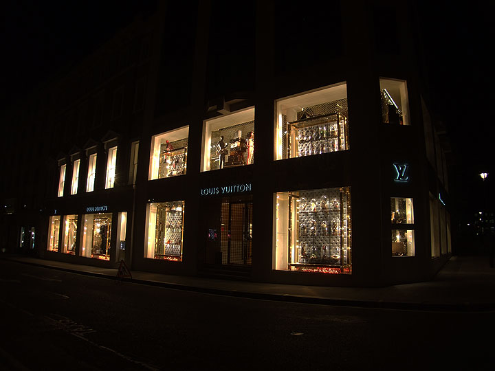 The windows of Louis Vuitton's New Bond Street Maison, London