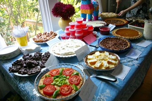 A table full of pies of all kinds