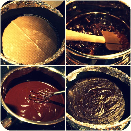 flourless chocolate cake collage