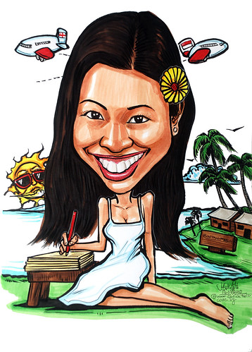 teacher caricature at Bintan Resort