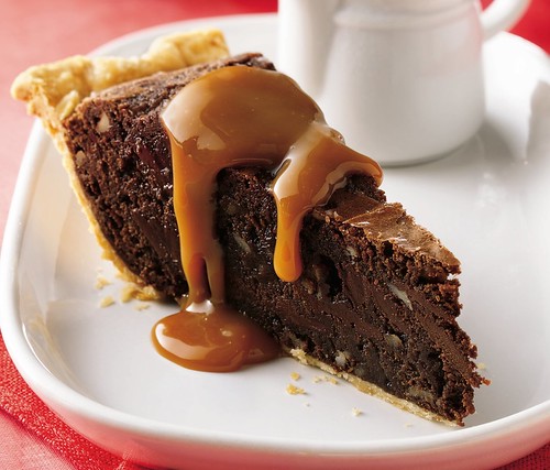 Fudgy Brownie Pie with Caramel Sauce Recipe