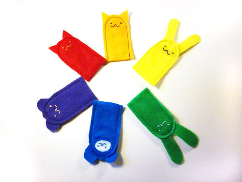 Finger puppets I made - rainbow collection.