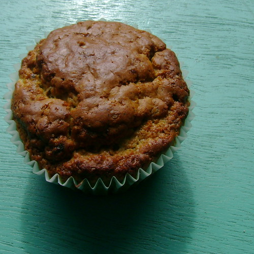 This muffin has a face. And it's glaring at me.
