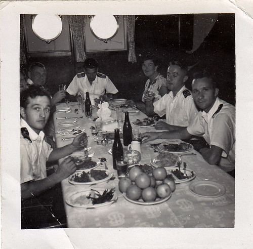 "Venture 1956" Royal Navy officers dining.