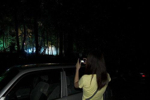 Moon Lai taking photos of a horror film set