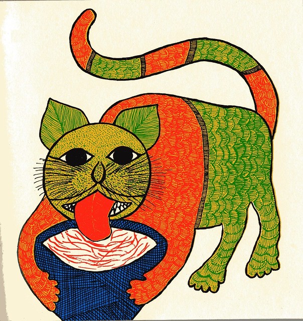 Indian folk art illustration of cats (Tara Books)  002