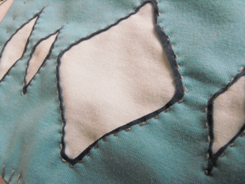 small slow stitch bag closeup