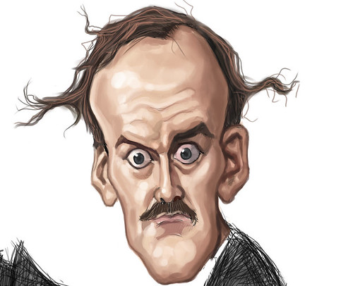 digital caricature of John Cleese - 3 colour small