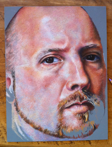 In progress colored pencil portrait entitled Self Portrait VII