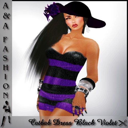 A&A Fashion Catbab Dress Black Violet