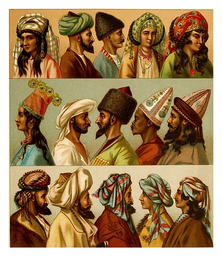 021-Turbantes y tocados-Persas-Afganos-Turcomanos-Indios –Kurdos y arabes-A.Racinet 1888