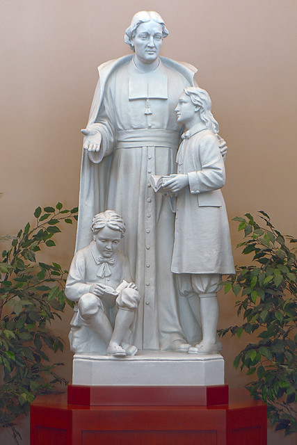 Christian Brothers College High School, in Town and Country, Missouri, USA - Statue of Saint Jean-Baptiste de La Salle in library
