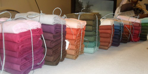 all my little dye bundles in a row