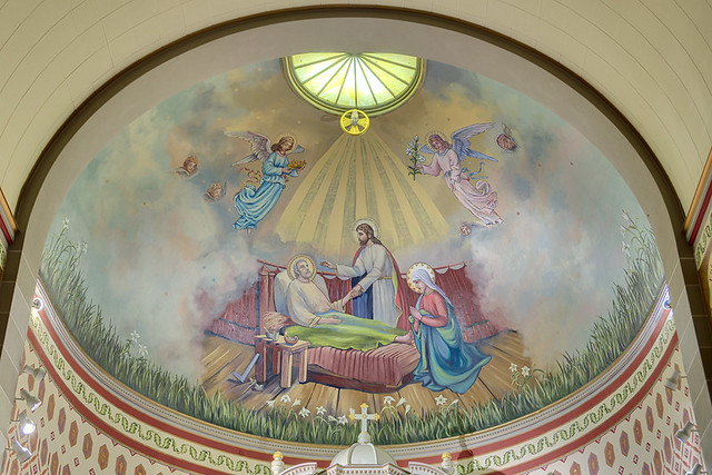 Saint Joseph Roman Catholic Church, in Josephville, Missouri, USA - painting in apse, Holy Death of Saint Joseph