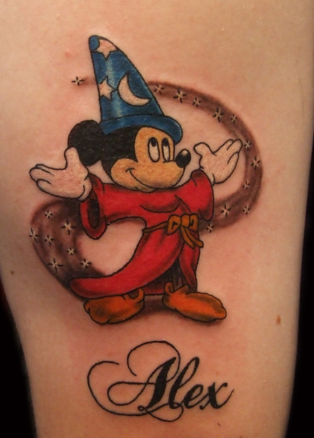 Mickey Mouse and Name Tattoo. Paulo Madeira Tattoo Artist and BodyPiercer