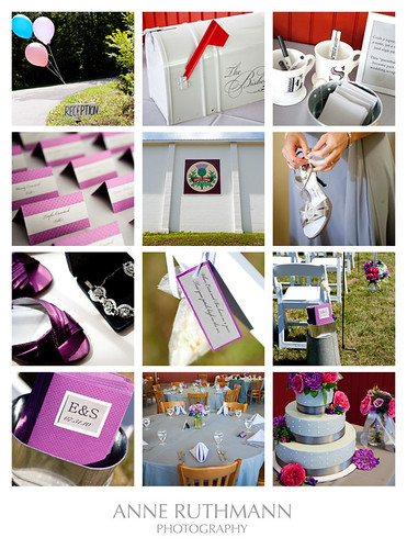 Real Wedding Detail Board Purple Pink Gray