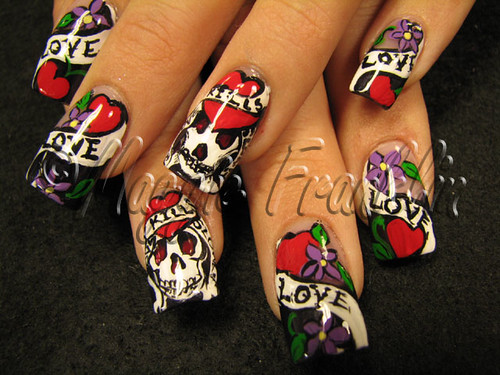 Ed Hardy Nails All Hand Painted Tattoo Designs
