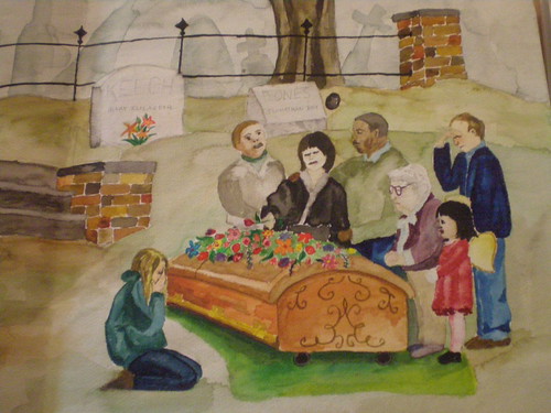 Watercolor of a funeral