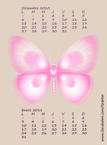 Calendario Almanaque Diciembre 2010 Enero 2011 Dedicado al blog de inspiraciones