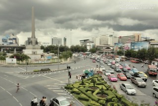 Tilt-shift Miniature Fake World : Victory Monument, Bangkok, Thailand