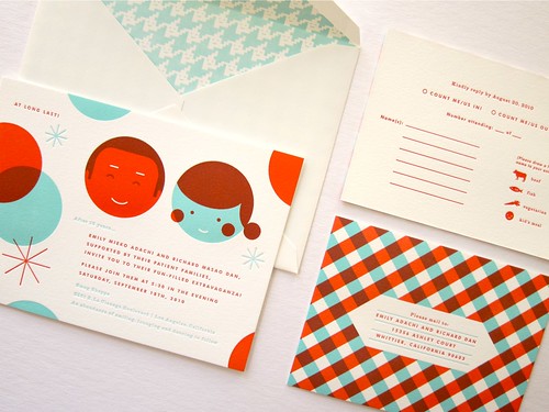 Here's a custom wedding invitation suite I worked on for Emily and Dan