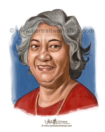 digital portrait illustration of Sarasvathey Sivagnanaratnam watermark
