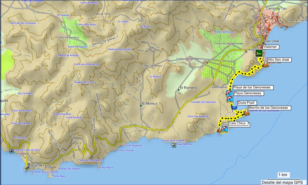 Mapa 2010_10_31 Cabo de Gata (de San José a Alto de Barronal)