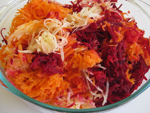 Grated beetroot, apple and carrot