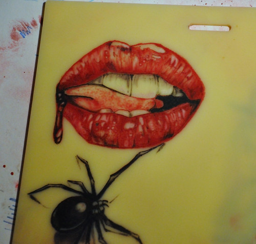 Lips and Spider1 049 Tattoo practice skin