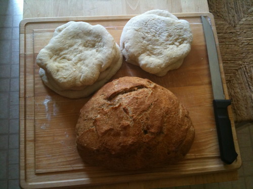 Homemade pitas and bread