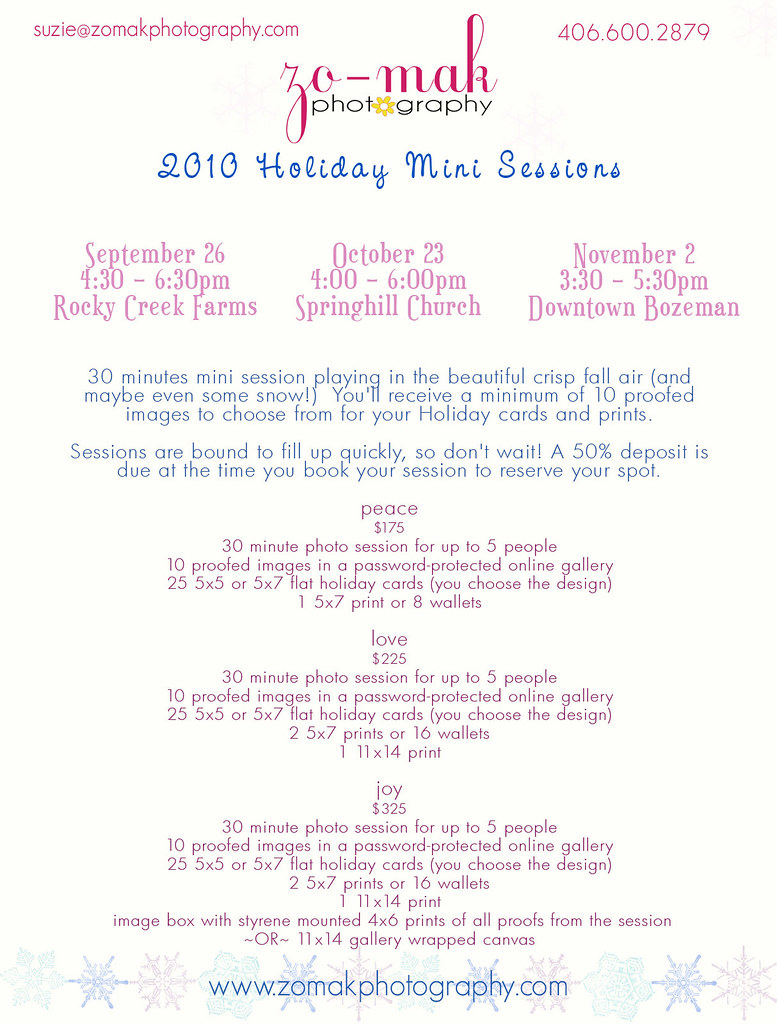 2010 Holiday Mini Session info