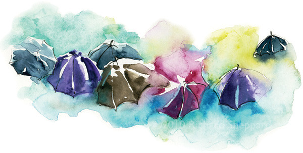 Umbrellas in the Rain, Athens