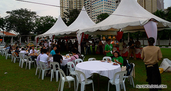 Various tents, serving different hawker fares
